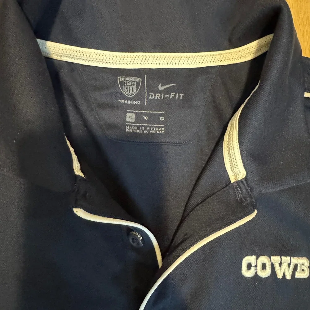 Nike Dri-FIT Dallas Cowboys NFL Polo Shirt Mens Size XL Navy Blue Short Sleeve